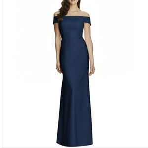 Dessy Collection Off-The-Shoulder Crepe Gown